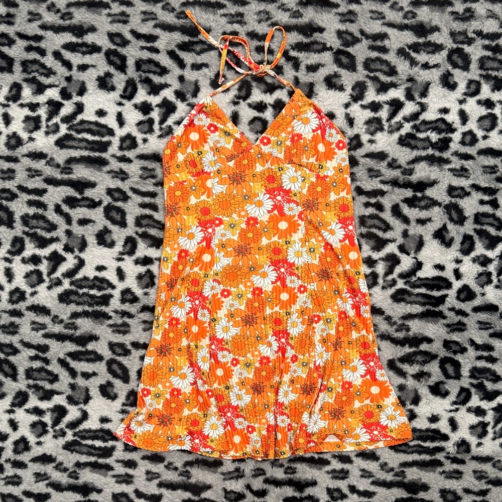 Cider Vibrant Orange and White Floral Dress